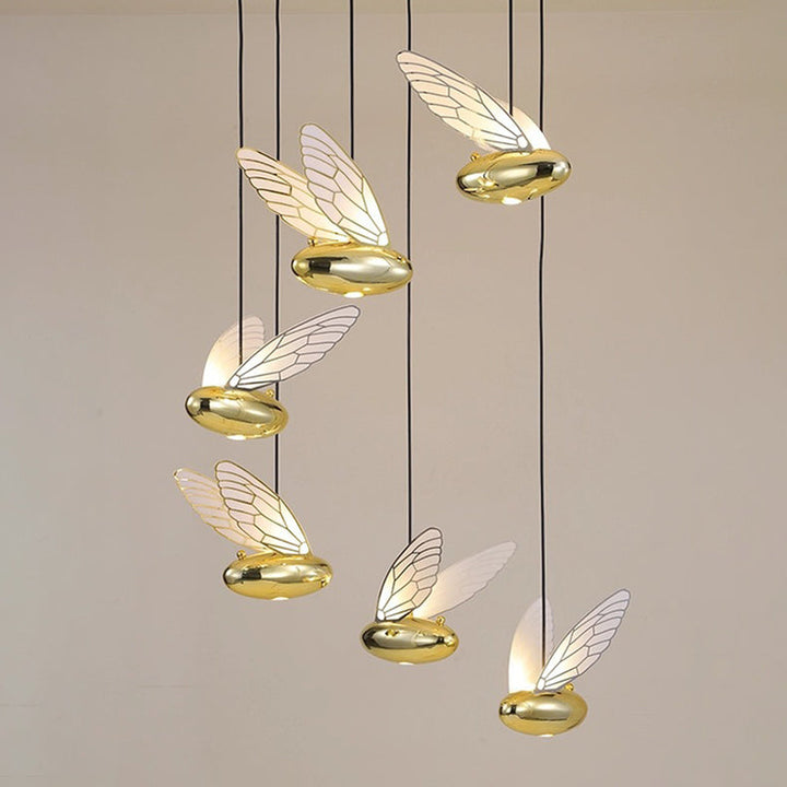 Zeitgenössische Luxus Acryl Harz Biene Form LED Pendelleuchte für Wohnzimmer 