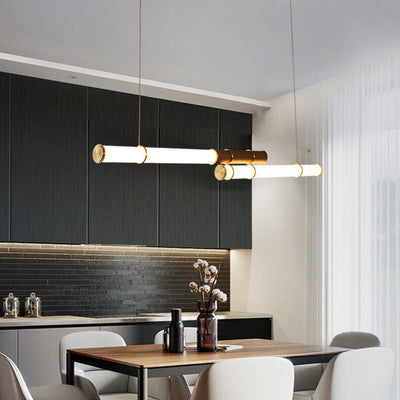 Nordic Minimalist Long Column Linear LED Island Light Chandelier