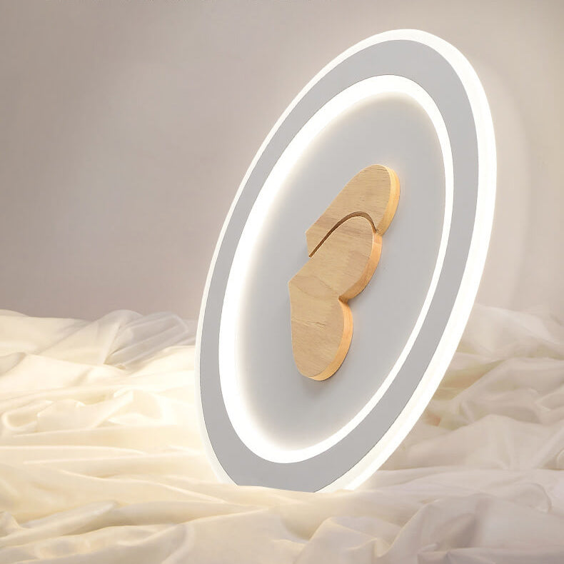 Modern Simple Solid Wood Pattern LED Flush Mount Light