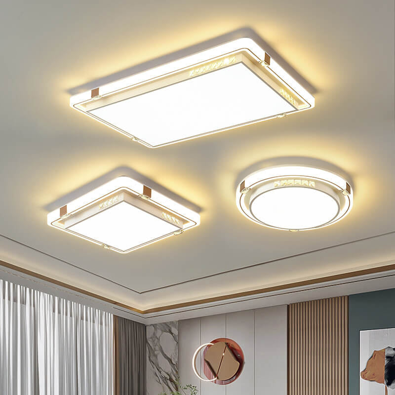 Modern Luxury Rectangular/Square/Round Crystal Decorative LED Flush Mount Ceiling Light