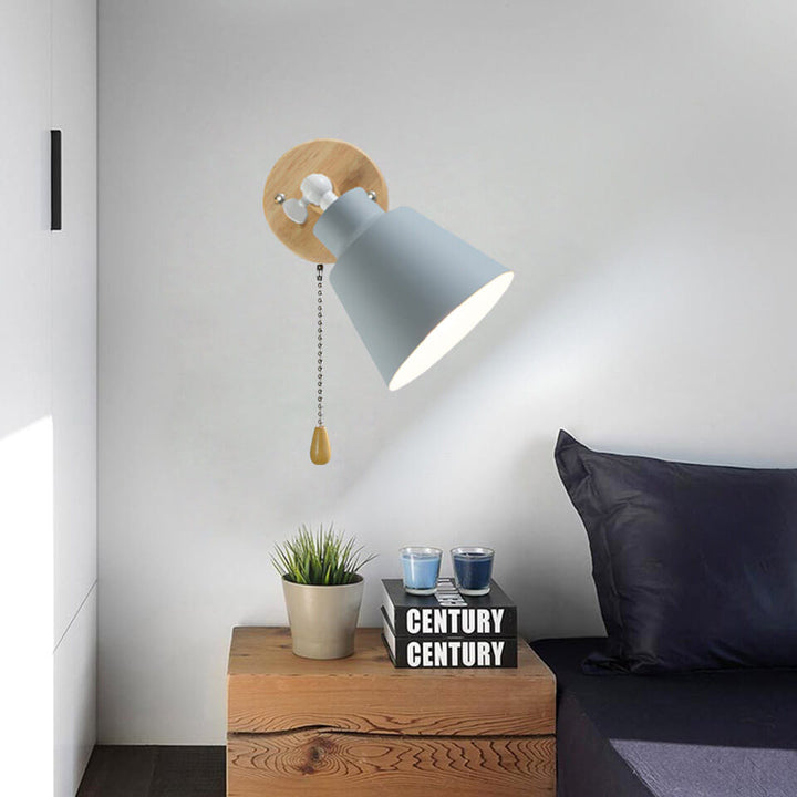 Aplique de pared de 1 luz de madera giratoria de color sólido macaron minimalista nórdico 