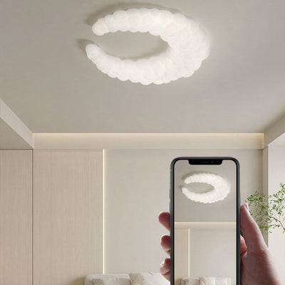 Nordic Minimalist Milk White Crescent LED Flush Mount Ceiling Light