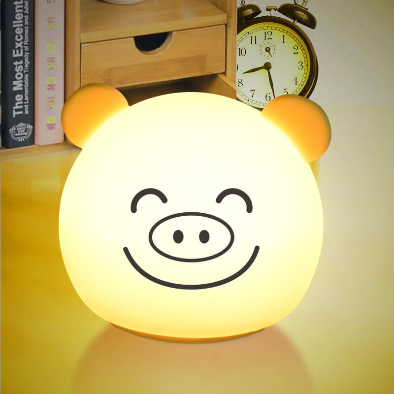 Lampe de table LED en silicone colorée avec animal de dessin animé 