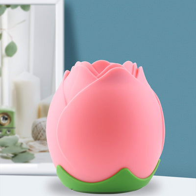 Luz de noche LED de mesa con lámpara de ambiente USB de silicona creativa en forma de rosa 