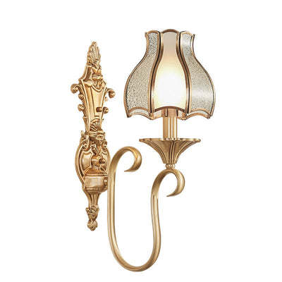 European Light Luxury Vintage Copper Glass 1/2-Light Wall Sconce Light