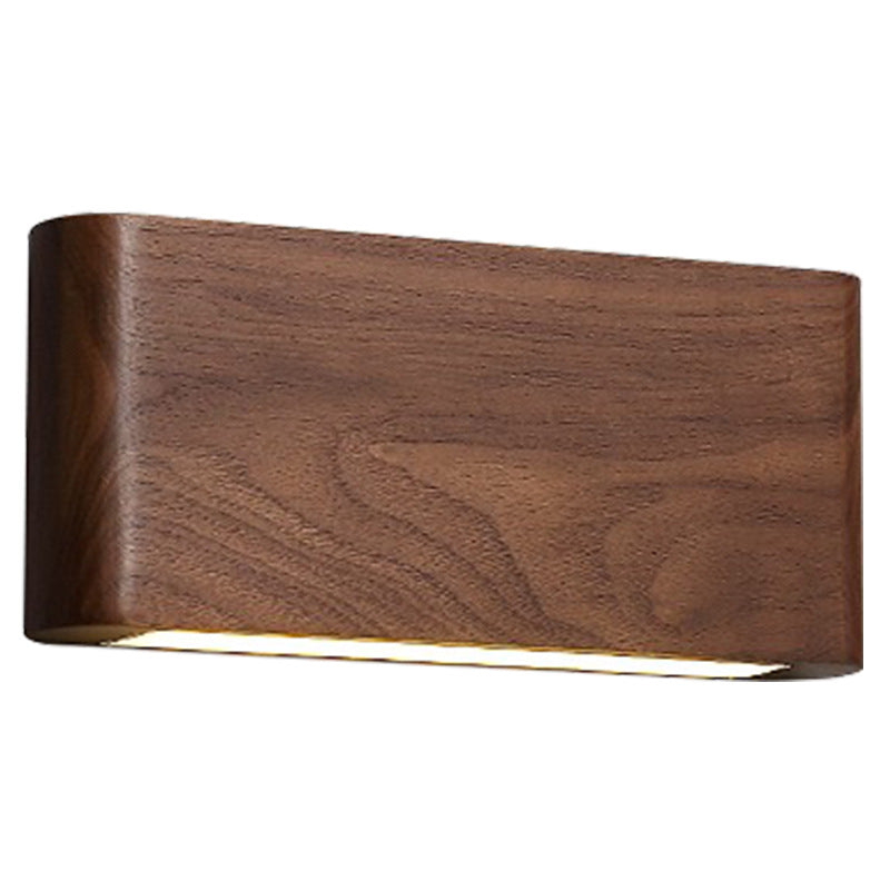 Minimalist Chinese Walnut Rectangular LED Wall Sconce Lamp