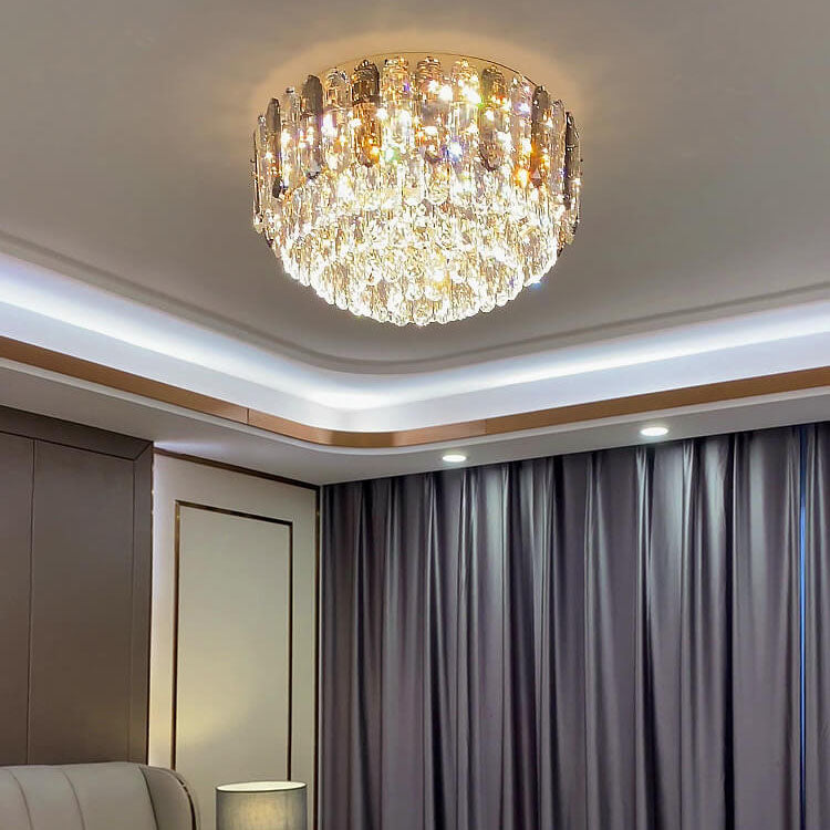 Moderne Luxus-Kristallsäulen-Dome-LED-Deckenleuchte zur bündigen Montage 