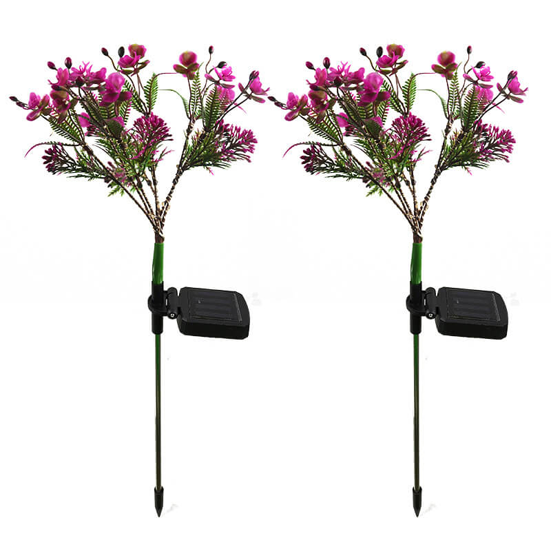 Contemporary Creative Outdoor Solar Phalaenopsis Simulation Flower LED Lawn Ground Insert Decorative Landscape Light