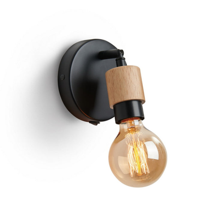 Lampe murale industrielle créative en bois à 1 lumière 