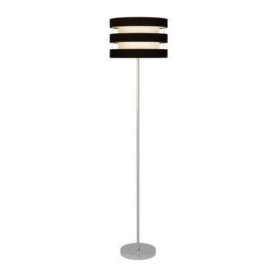 Nordic Striped Drum Shade Hardware 1-Light Standing Floor Lamp