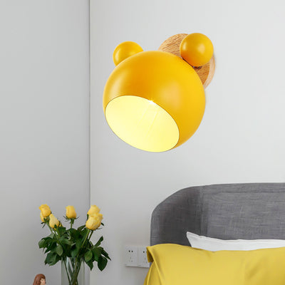 Nordic Cartoon Bear Dome 1-Light Kids Wall Sconce Lamp