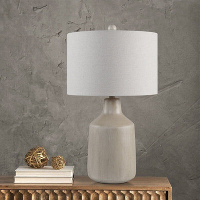 Vintage Minimalist Fabric Cement Base 1-Light Table Lamp