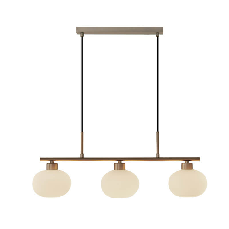Nordic Long Light Luxury Glass Dome Shade 3-Light Chandelier