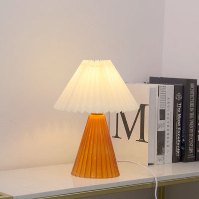 Nordic Plissee Shade Cone Column Base 1-Licht Tischlampe