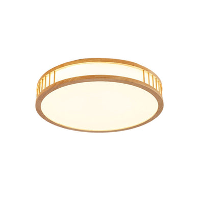 Japanese Minimalist Log Round LED Flush Mount Ceiling Light