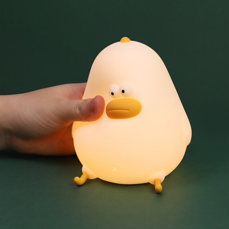 Lampe de table tactile LED en silicone en forme de petit poulet mignon et créatif 