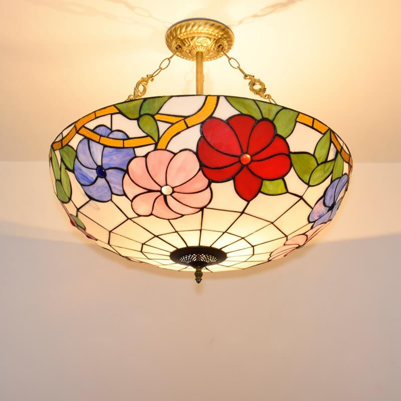 European Style Creative Pastoral Morning Glory Tiffany 5-Light Chandelier