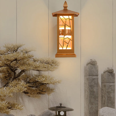 Traditional Chinese Zinc Alloy House Pagoda LED Waterproof Wall Sconce Lamp For Outdoor Patio