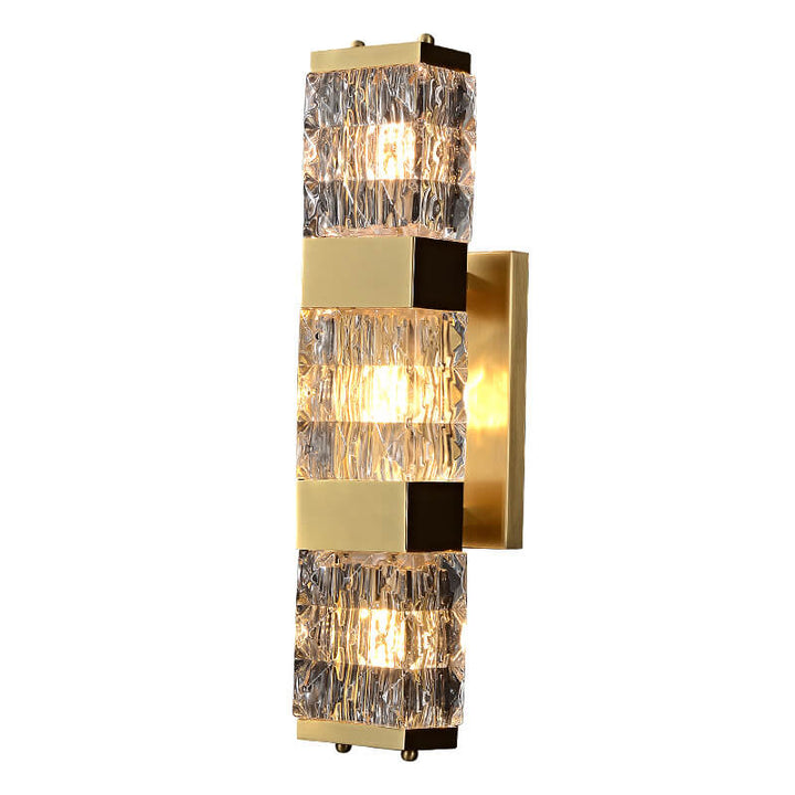 Moderne Luxus rechteckige Halbzylinder Kupfer Glas 2/3 Licht Wandleuchte 