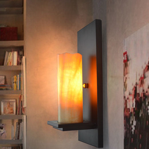 Applique Murale Moderne Industrielle Vintage en Fer avec 1 Lumière et Base en Marbre 