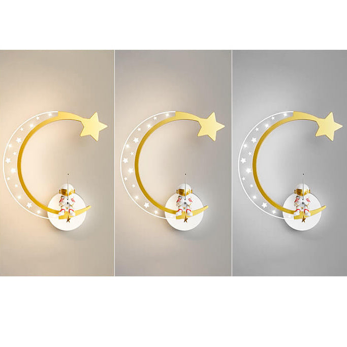 Creative Cartoon Astronaut Star Moon Kids LED Wall Sconce Lamp