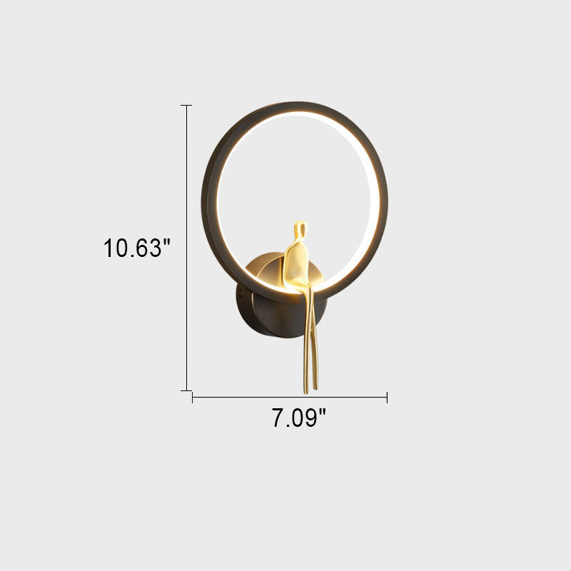 Nordische, minimalistische, kreative, runde, vollkupferfarbene LED-Wandleuchte 