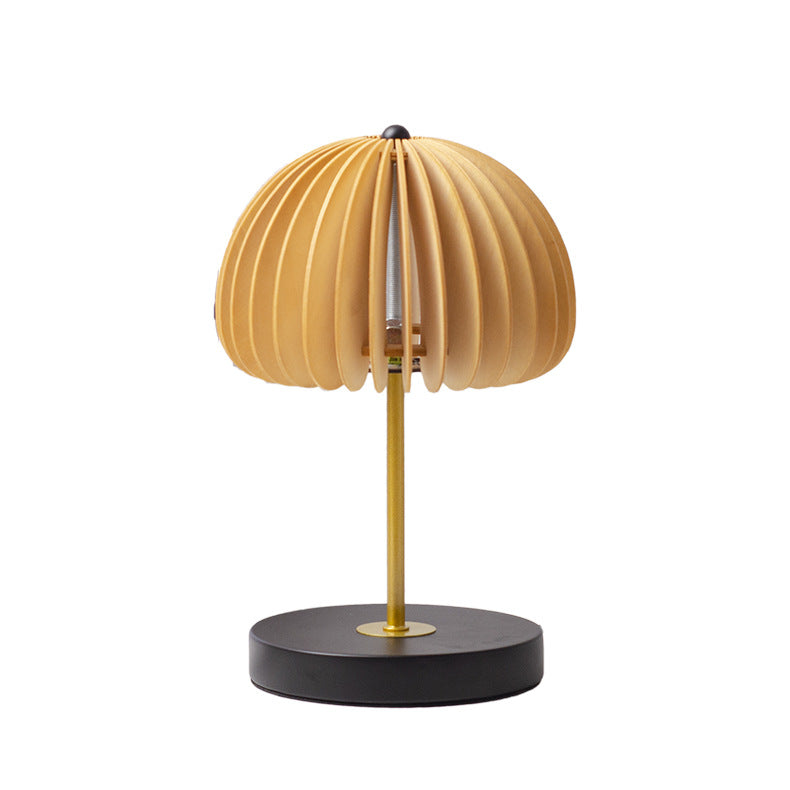 Modern Zen Wood Dome Shade LED Table Lamp