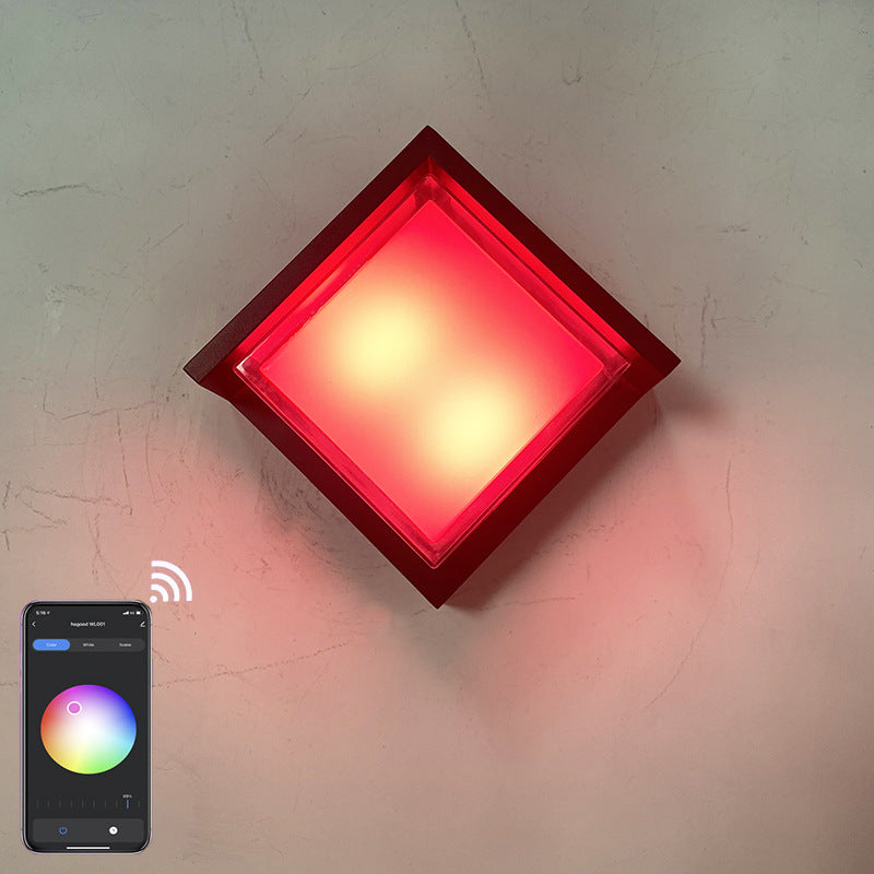Intelligente Outdoor-Rhombus-Aluminium-LED-Wandleuchte mit App-Dimmung 