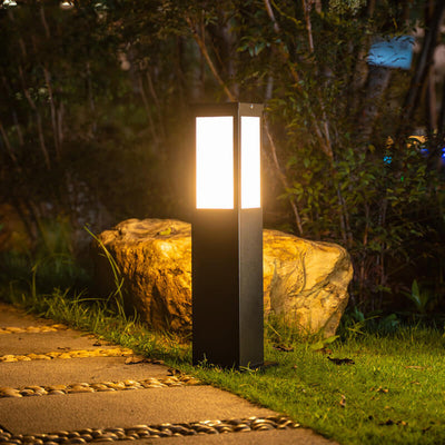 Modern Solar Lawn Square Column Outdoor Waterproof Path Lamp