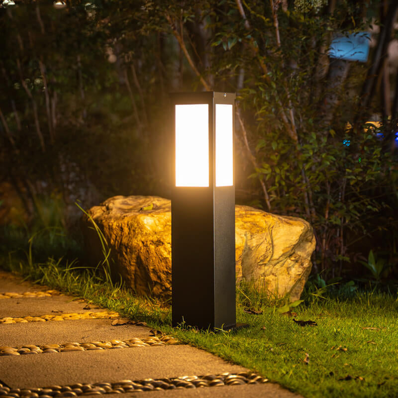 Modern Solar Lawn Square Column Outdoor Waterproof Path Lamp