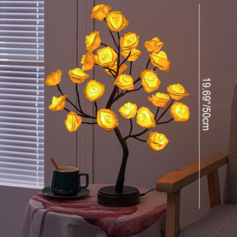 Árbol de simulación LED de rosa Árbol de decoración Lámpara de mesa 
