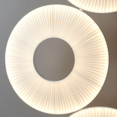 Contemporary Nordic Pleated Fabric Circle Ring Shade Iron Base LED Standing Floor Lamp For Living Room