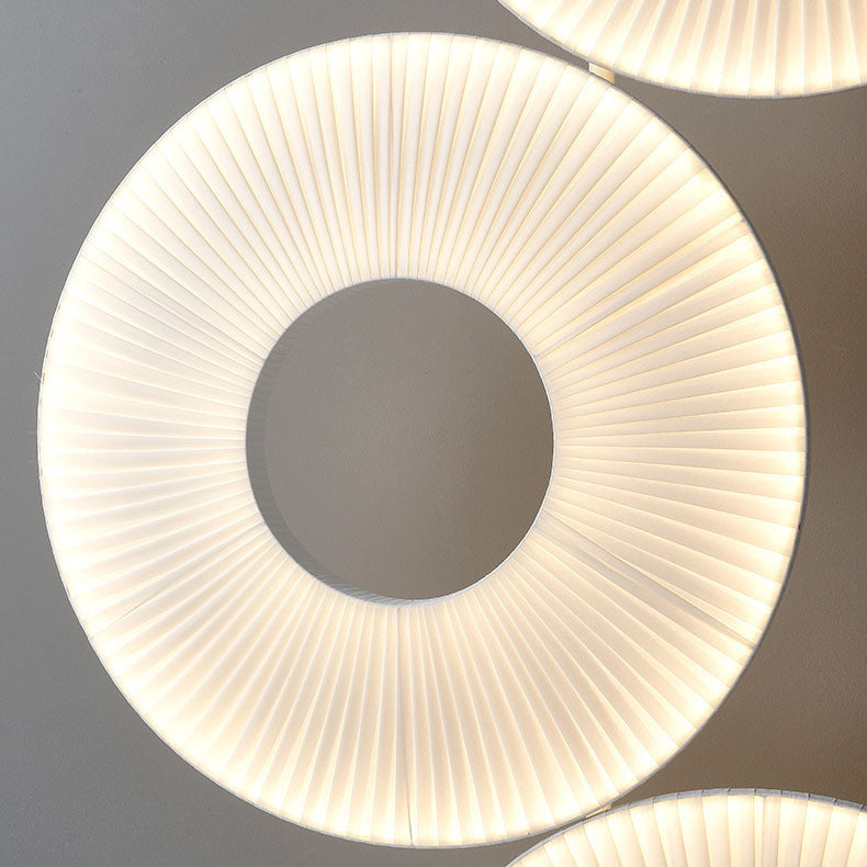 Contemporary Nordic Pleated Fabric Circle Ring Shade Iron Base LED Standing Floor Lamp For Living Room