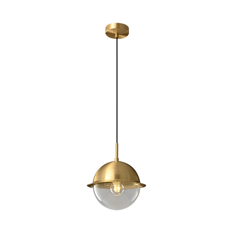 Nordic Light Luxury Round Ball All Brass Glass 1-Light Pendant Light