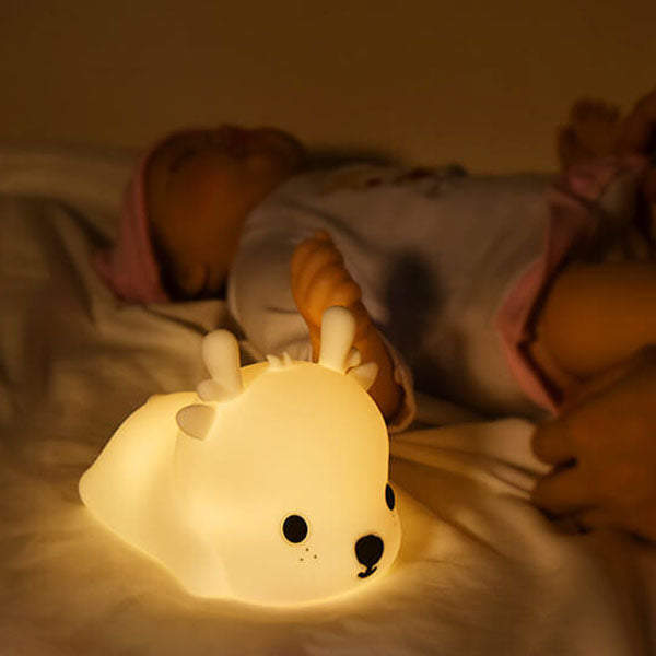 Lampe de table en forme de cerf créative en silicone LED avec chargement USB 