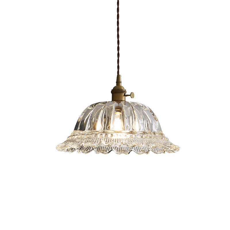 Contemporary Nordic Floral Glass Brass 1-Light Pendant Light For Living Room &amp; Bedroom