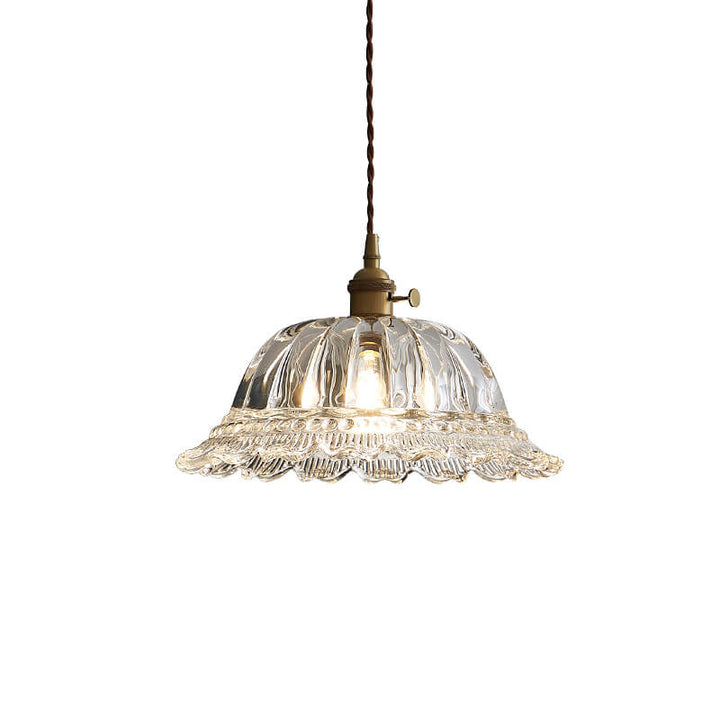 Contemporary Nordic Floral Glass Brass 1-Light Pendant Light For Living Room &amp; Bedroom