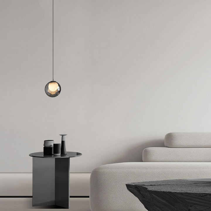 Lámpara colgante moderna minimalista de hardware y vidrio con esfera redonda de 1 luz para sala de estar 