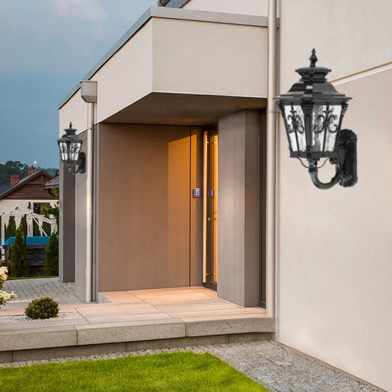 Europe Retro Black Die-Cast Aluminum Glass Outdoor Indoor 1-Light Wall Sconce Lamp