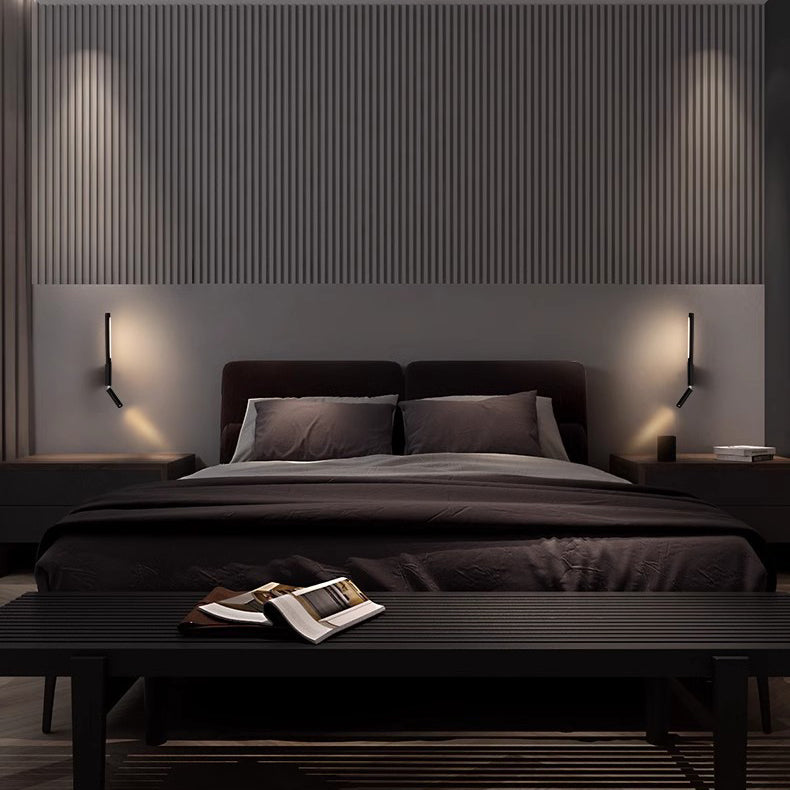 Modern Minimalist Aluminum Stirp Adjustable Spotlight LED Wall Sconce Lamp For Bedroom
