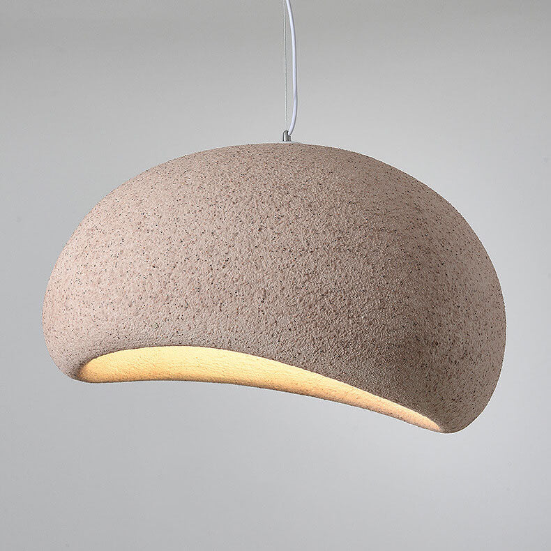 Lustre suspendu traditionnel vintage en arc semi-circulaire avec texture imitation pierre 1 lumière pour salon 