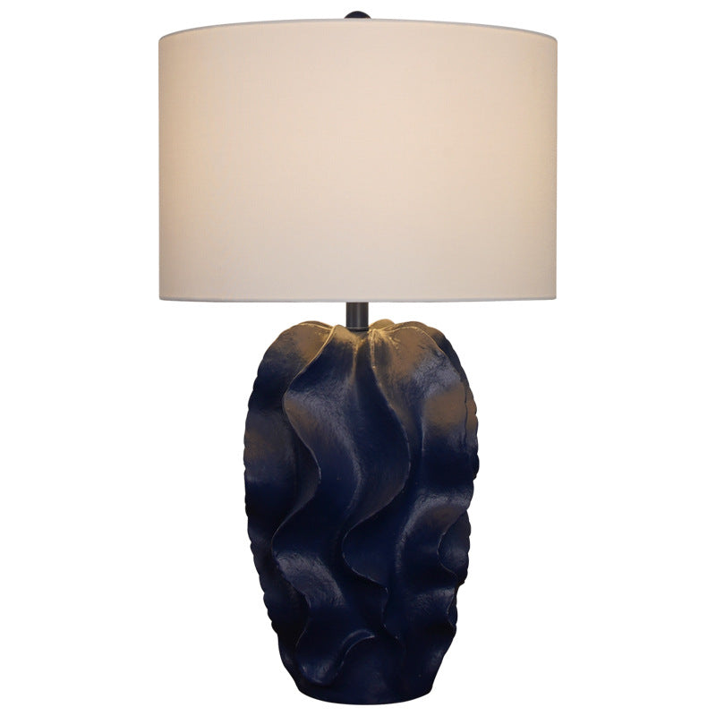 Contemporary Nordic Fabric Resin Painting 1-Light Table Lamp For Living Room &amp; Bedroom