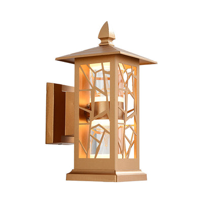 Traditional Chinese Zinc Alloy House Pagoda LED Waterproof Wall Sconce Lamp For Outdoor Patio