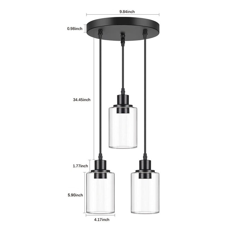 Moderner minimalistischer 3-Licht-Kronleuchter aus Glas 