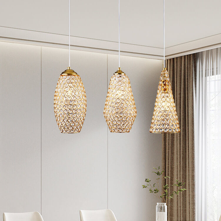 European Light Luxury Geometric Hardware Crystal 1-Light Pendant Light