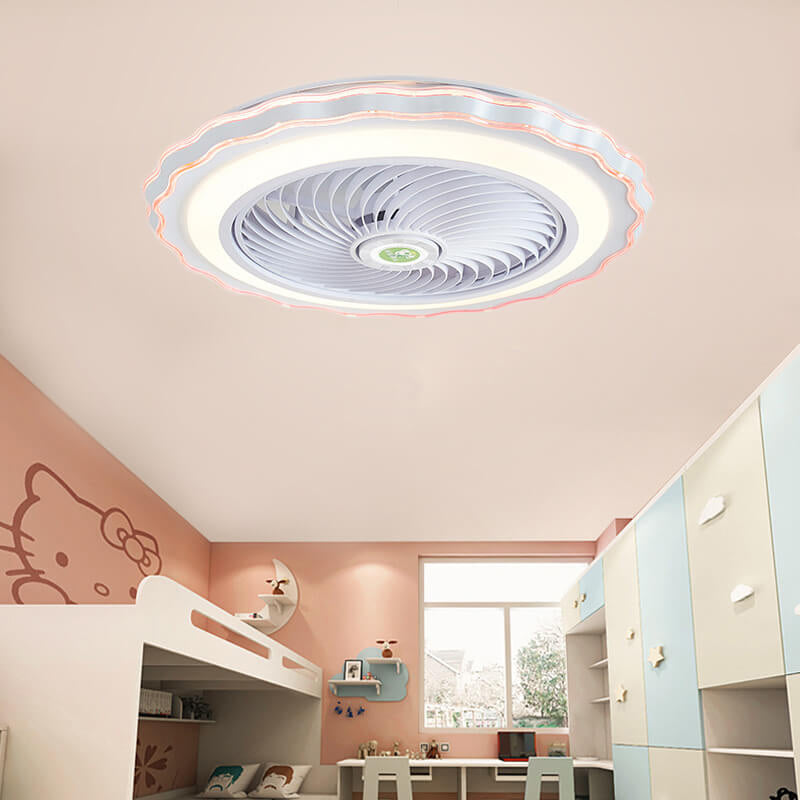 Modern Creative Round Flower LED Flush Mount Ceiling Fan Light