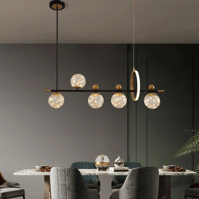 Nordic Light Luxury Round Ball Iron Glass LED Chandelier