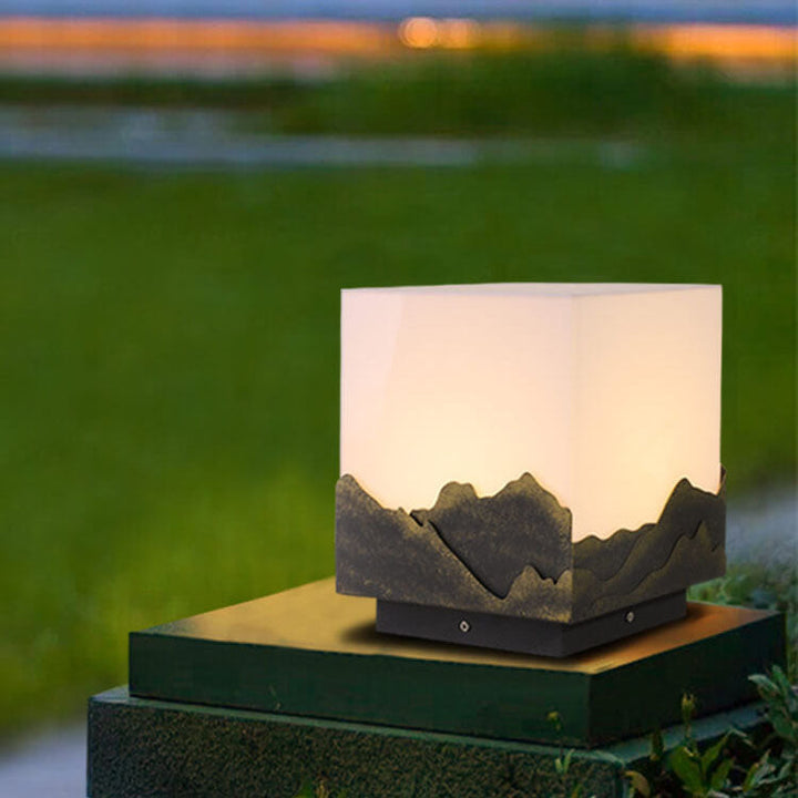 Contemporary Creative Solar Square Landscape Outdoor Waterproof Post Head Landscape Light