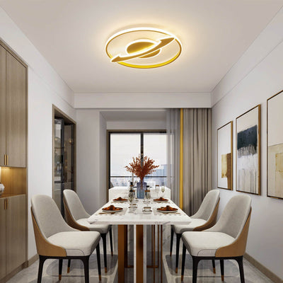 Modern Luxury Gold Satellite Round Design LED Flush Mount Ceiling Light