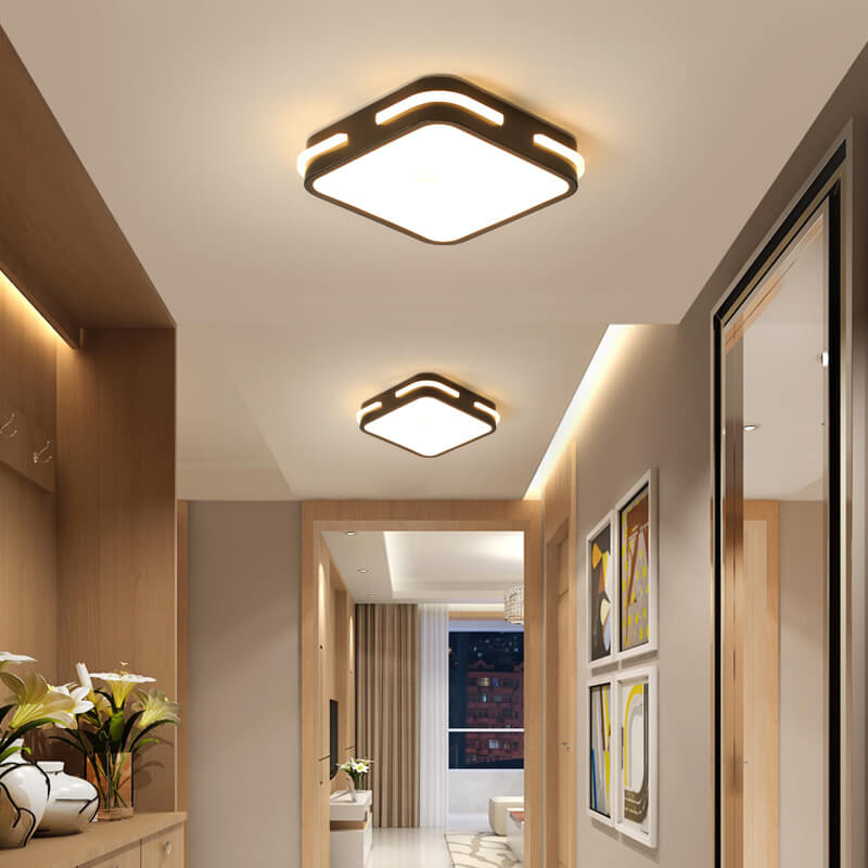 Moderne, einfache, quadratische, runde, seitlich beleuchtete LED-Deckenleuchte aus Acryl 